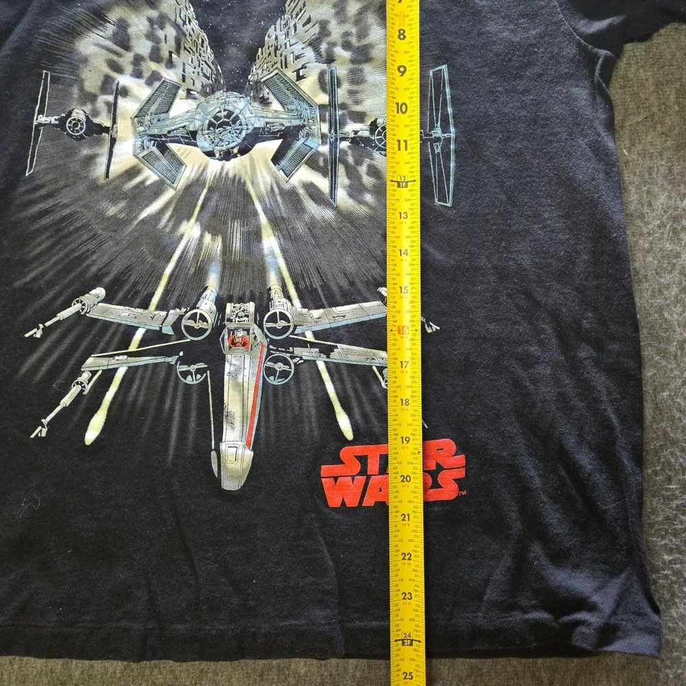 Vintage Star Wars T Shirt Boys XL Black Rogue Squadron X-Wing Tie Fighter AOP